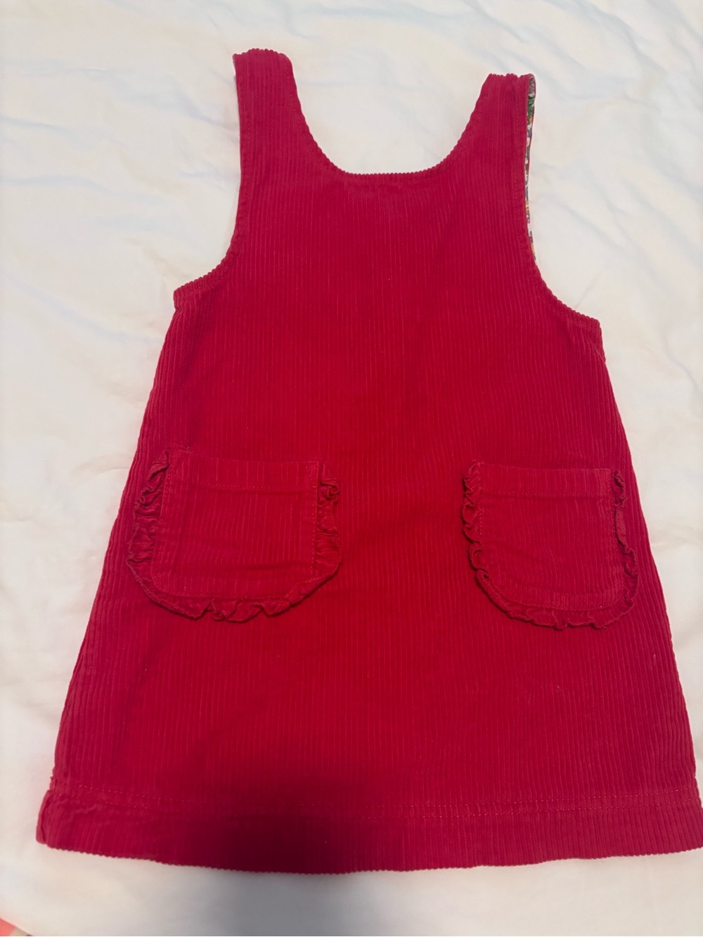 Mini Boden Red Corduroy Pinafore Dress